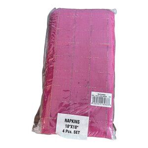 Vintage Holiday Red Napkins With Gold Thread Accent Set of 4, 18"X18" NEW